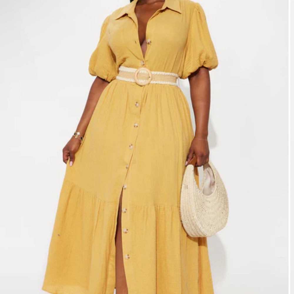 Yellow Button-Down Maxi Dress